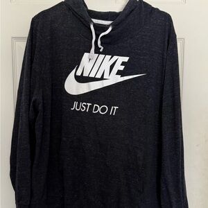 Nike Women's Black Hoodie with White Logo